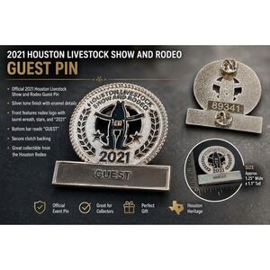 Houston Livestock Show and Rodeo 2021 Guest Pin HLSR Silver Tone Enamel 89341